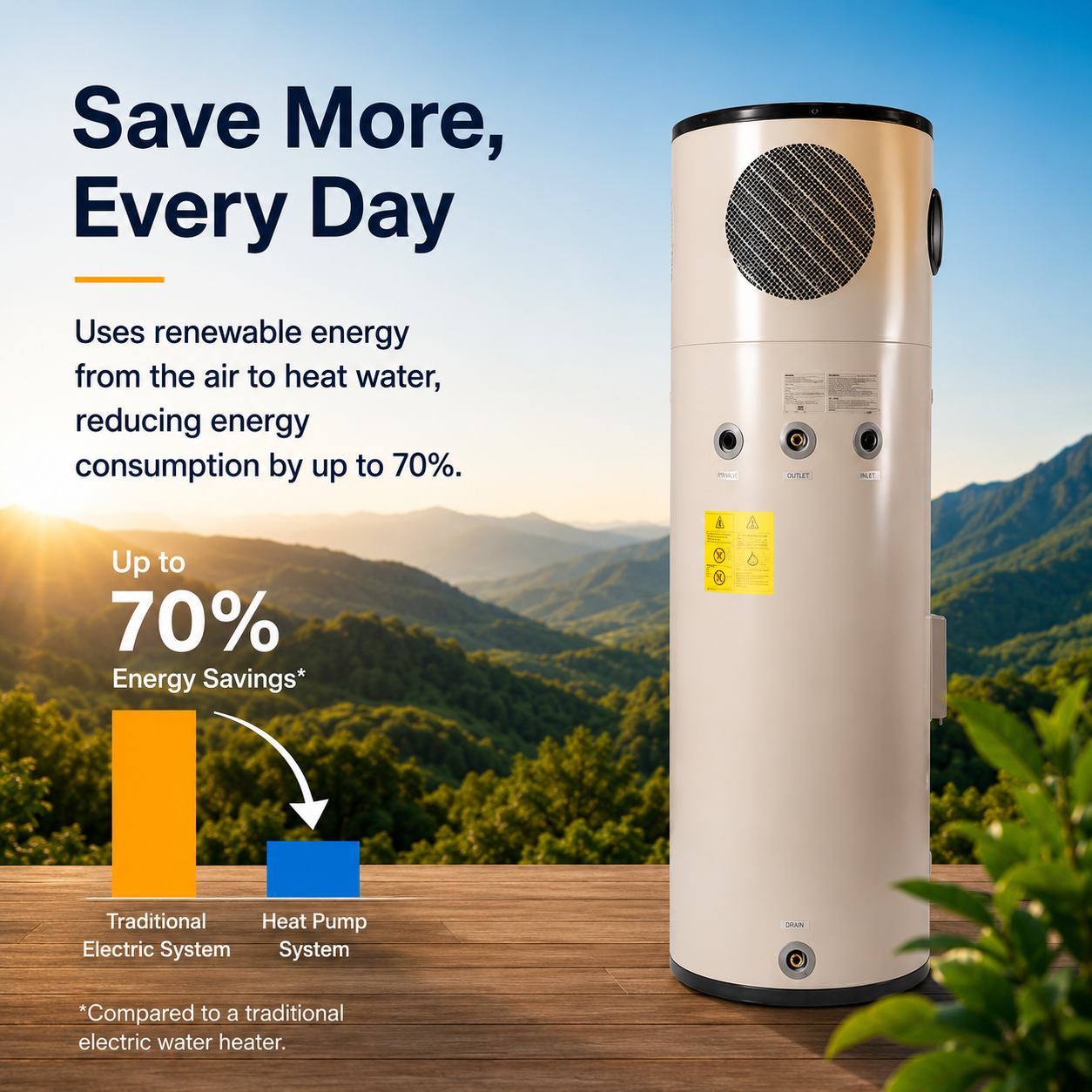 Rennai 265L EnviroFlow GR Series Heat Pump